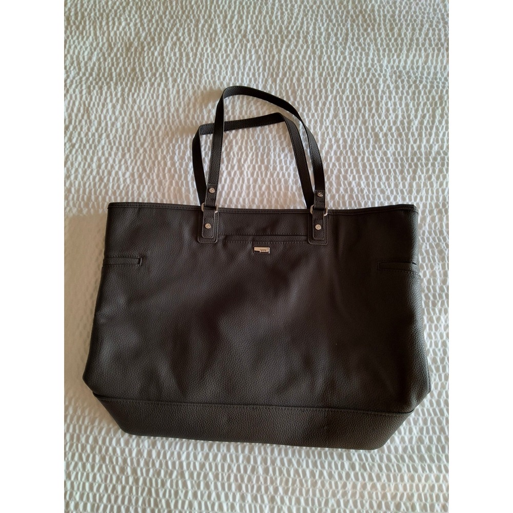 Jewell by Thirty-One Dark Brown Pebbled Faux Leather Tote Shoulder Bag